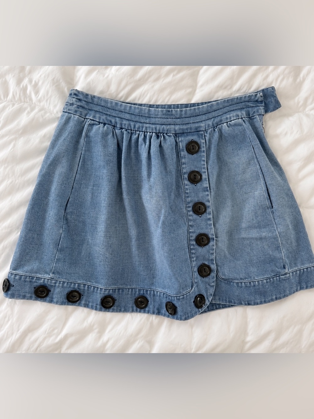 Denim Button-Front Women’s Skirt - Light Blue